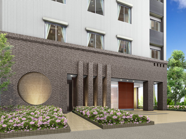 Shared facilities.  [Sophisticated entrance] Peace for those who live, Comfortable to invite a good sense of tension for those who visit, And escort into the building. (Breeze Square / Entrance Rendering)