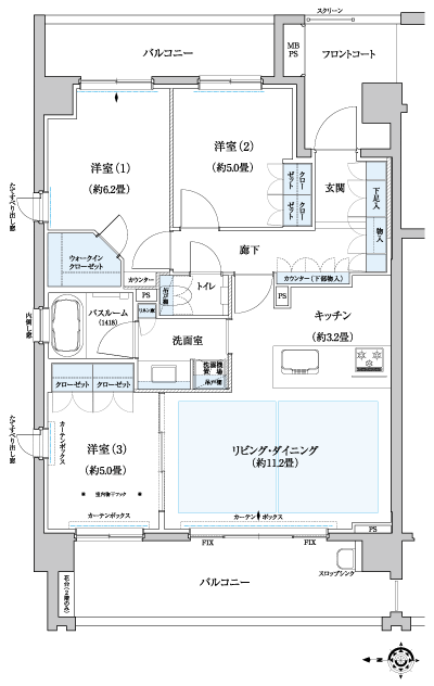 Floor: 3LDK + WIC, the occupied area: 70.54 sq m