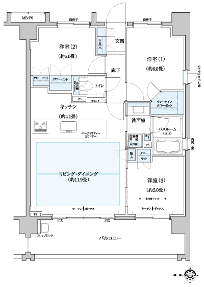 Floor: 3LDK + WIC, the occupied area: 68.25 sq m