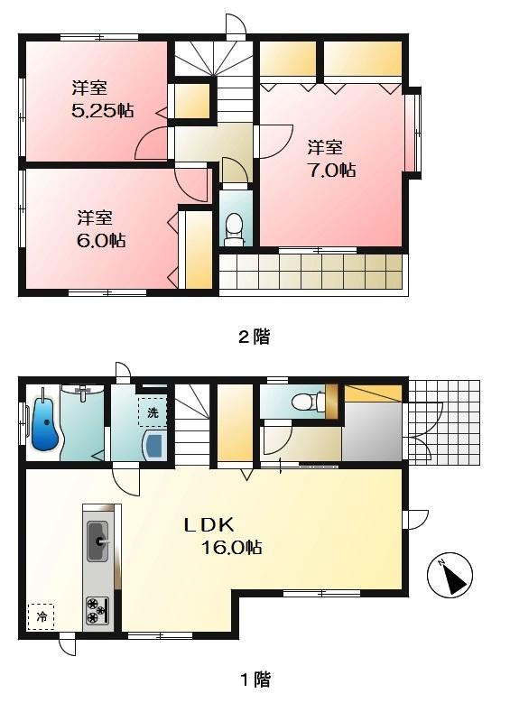 Floor plan. (B Building), Price 33,800,000 yen, 3LDK, Land area 96.64 sq m , Building area 82.39 sq m