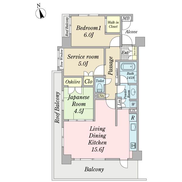 Floor plan. 2LDK + S (storeroom), Price 28.8 million yen, Footprint 70 sq m , Balcony area 15.43 sq m