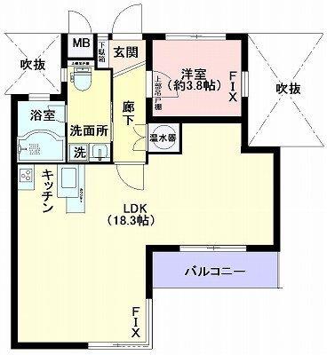 Floor plan. 1LDK, Price 14.5 million yen, Occupied area 48.02 sq m , Balcony area 4.68 sq m