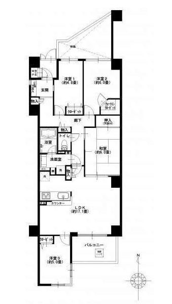 Floor plan. 4LDK, Price 37,900,000 yen, Footprint 88.5 sq m , Per balcony area 6.9 sq m south-facing, Day is good