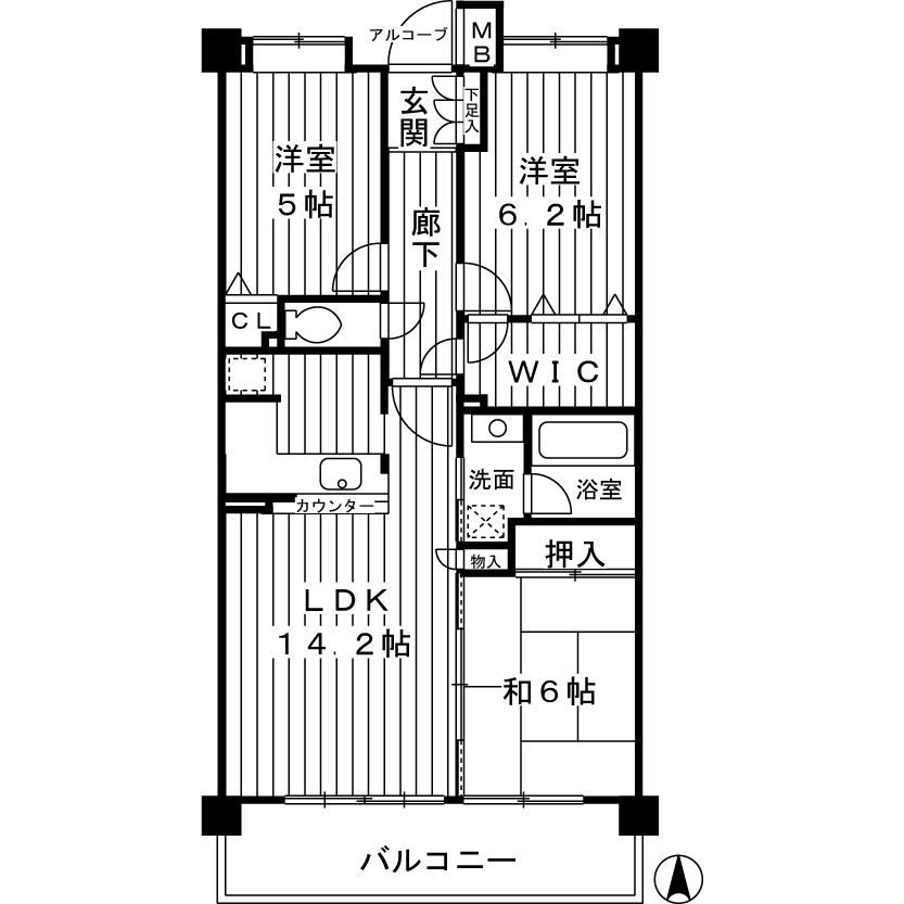 Floor plan. 3LDK, Price 39,800,000 yen, Occupied area 71.77 sq m , Balcony area 8.8 sq m storage enhancement 3LDK