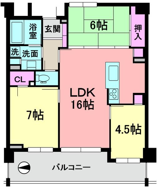 Floor plan. 3LDK, Price 37,800,000 yen, Occupied area 70.87 sq m , Balcony area 15.13 sq m