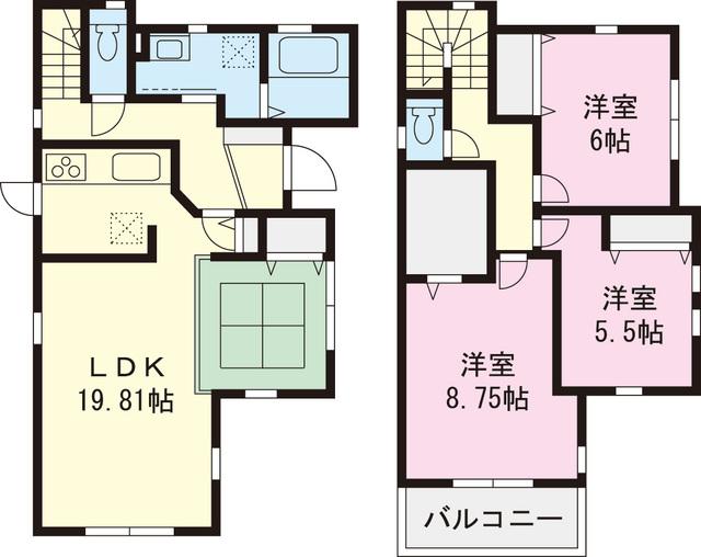 Floor plan. 43,800,000 yen, 3LDK, Land area 113.46 sq m , Building area 101.84 sq m