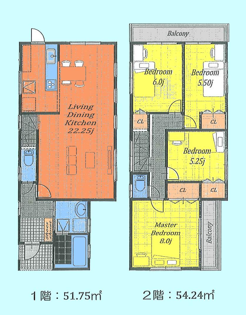 Floor plan. 45,800,000 yen, 4LDK, Land area 129.11 sq m , Building area 105.99 sq m