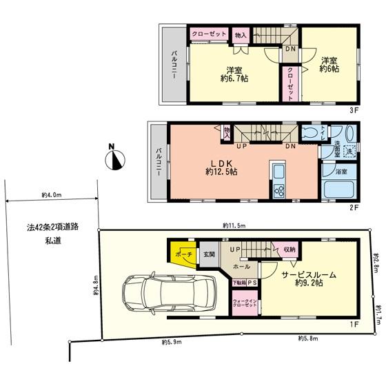 Floor plan. 42,800,000 yen, 2LDK + S (storeroom), Land area 54.04 sq m , Building area 93.35 sq m