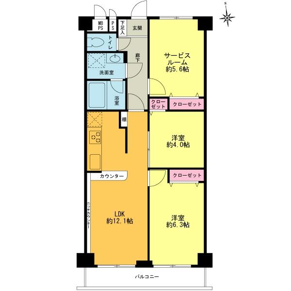 Floor plan. 2LDK+S, Price 25,900,000 yen, Occupied area 60.48 sq m , Balcony area 5.4 sq m