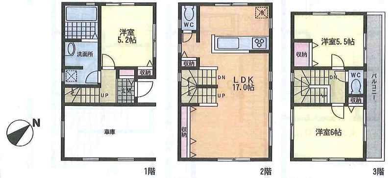 Floor plan. 36,700,000 yen, 3LDK, Land area 60.55 sq m , Building area 95.42 sq m