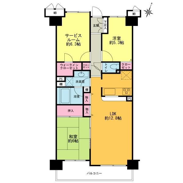 Floor plan. 2LDK + S (storeroom), Price 21.9 million yen, Footprint 75.2 sq m , It will be on the balcony area 8.44 sq m floor plan.