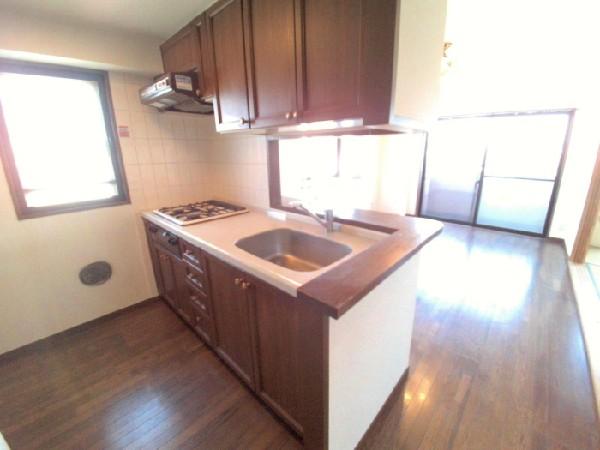 Kitchen. Living room overlooks