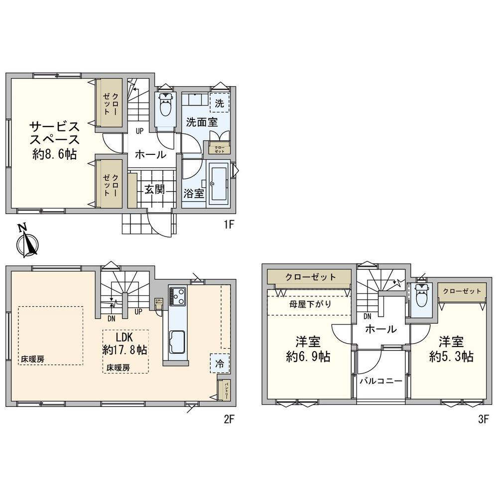 Floor plan. Price 38,830,000 yen, 2LDK+2S, Land area 84.7 sq m , Building area 100.63 sq m