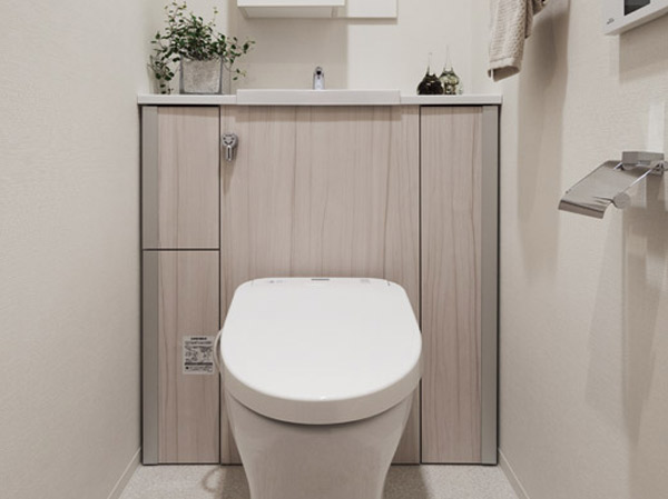 Bathing-wash room.  [Cabinet toilet] The Ya shower cleaning function, Adopt a multi-function toilet seat cleaning is with comfort features such as easy clean function. You can also use the convenient with a storage counter.