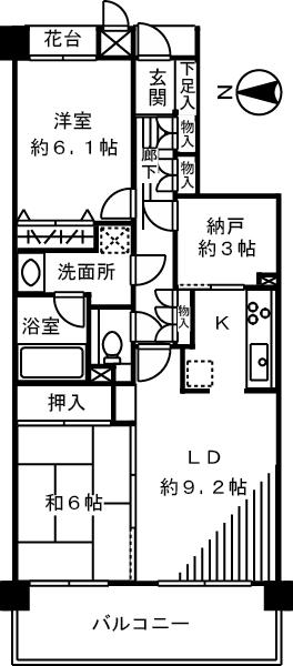 Floor plan. 2LDK + S (storeroom), Price 23,900,000 yen, Occupied area 64.82 sq m , Balcony area 10.2 sq m