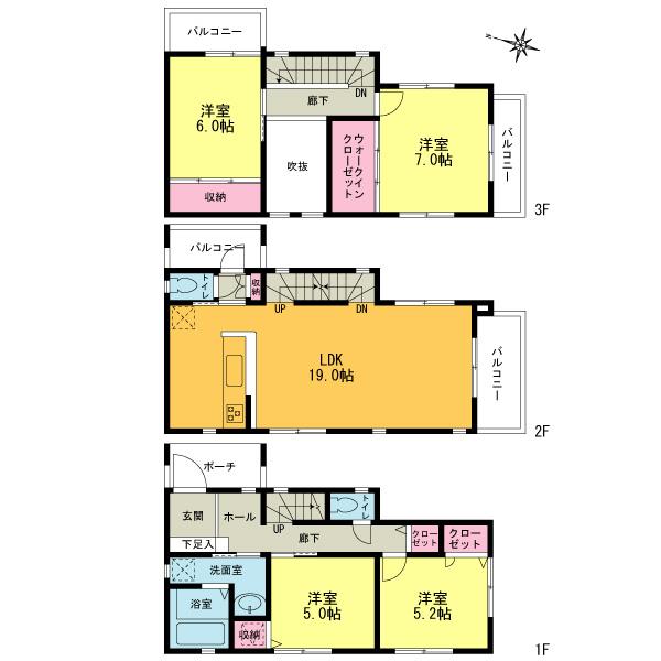 Floor plan. (C Building), Price 40,800,000 yen, 4LDK, Land area 114.47 sq m , Building area 110.56 sq m