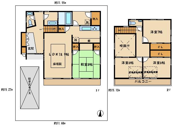 Floor plan. 79,800,000 yen, 4LDK, Land area 174.45 sq m , Building area 119.89 sq m