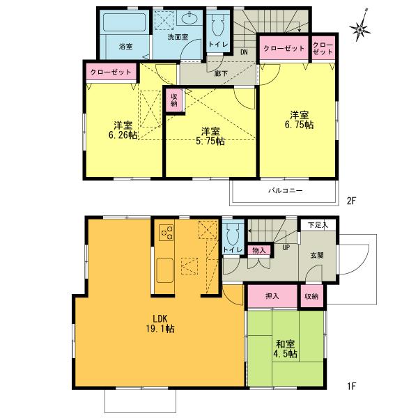 Floor plan. (6 Building), Price 41,800,000 yen, 4LDK, Land area 151.45 sq m , Building area 100.39 sq m