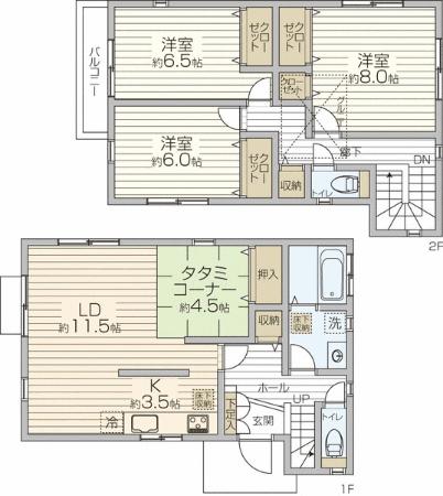 Floor plan. (3 Building), Price 46,800,000 yen, 3LDK+S, Land area 105.63 sq m , Building area 102.68 sq m