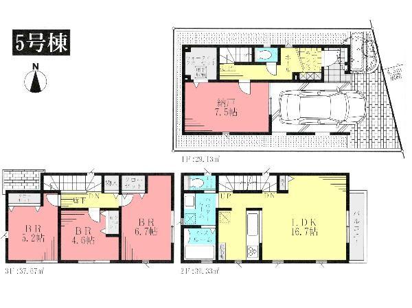 Floor plan. 42,800,000 yen, 3LDK+S, Land area 70.08 sq m , Building area 119.23 sq m