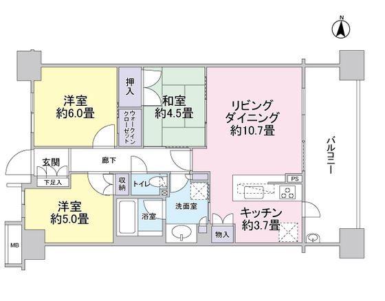 Floor plan. 3LDK, Price 35,800,000 yen, Footprint 68.1 sq m , Balcony area 8 sq m