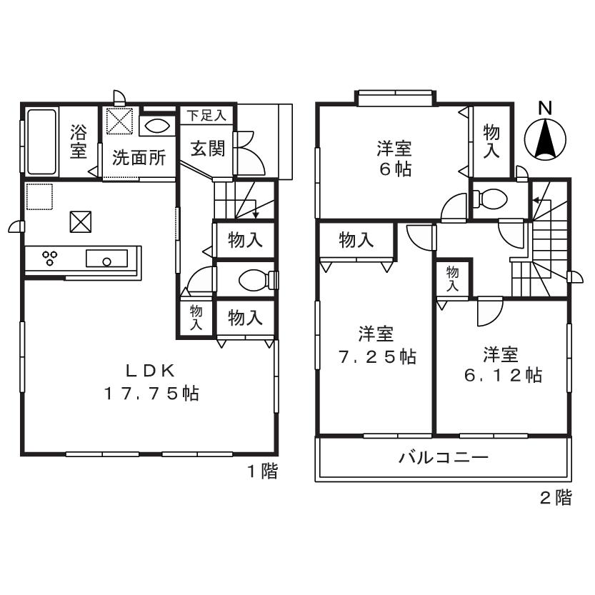 Floor plan. 51,800,000 yen, 3LDK, Land area 85.74 sq m , Building area 90.04 sq m