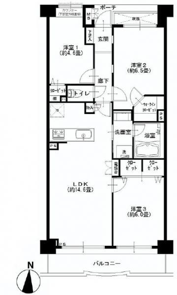 Floor plan. 3LDK, Price 36,900,000 yen, Footprint 70.1 sq m , Balcony area 8.31 sq m all room Western-style, Housing wealth!