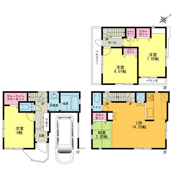 Floor plan. 45,800,000 yen, 3LDK + S (storeroom), Land area 57.07 sq m , Building area 94.95 sq m floor plan