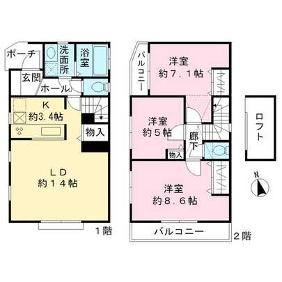Floor plan. Kawasaki City, Kanagawa Prefecture Takatsu-ku, Kitamigata 2-chome