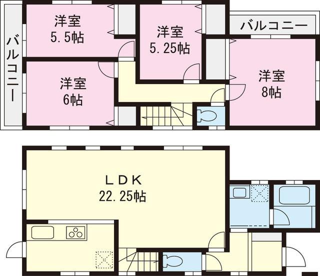 Floor plan. 45,800,000 yen, 4LDK, Land area 129.11 sq m , Building area 105.99 sq m