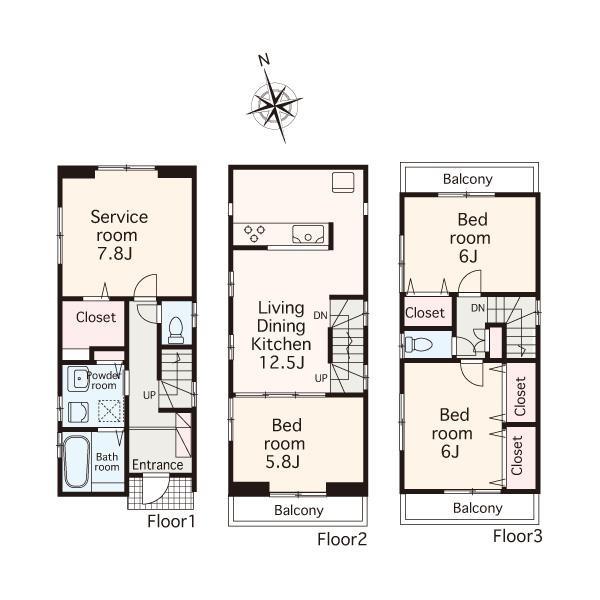 Floor plan. 30,458,000 yen, 3LDK+S, Land area 70.29 sq m , Building area 93.15 sq m