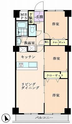 Floor plan. 3LDK, Price 23,900,000 yen, Footprint 69.6 sq m , Balcony area 5.52 sq m
