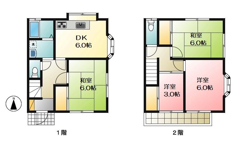 Floor plan. 24,800,000 yen, 3DK + S (storeroom), Land area 66.13 sq m , Building area 69.56 sq m