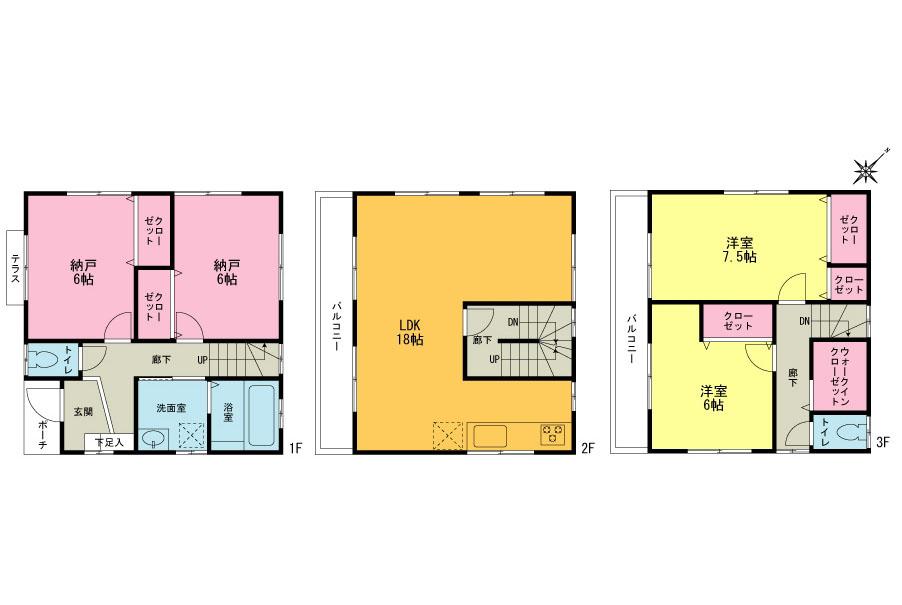 Floor plan. 49,800,000 yen, 4LDK, Land area 91.17 sq m , Building area 106.11 sq m