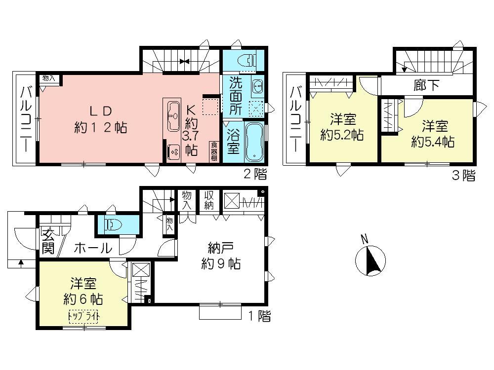Floor plan. (12 Building), Price 60,800,000 yen, 3LDK+S, Land area 104.81 sq m , Building area 104.74 sq m