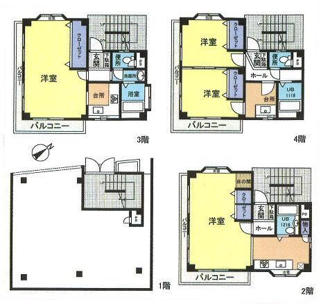 Floor plan. 34,800,000 yen, 4DKK, Land area 64.14 sq m , Building area 136.56 sq m