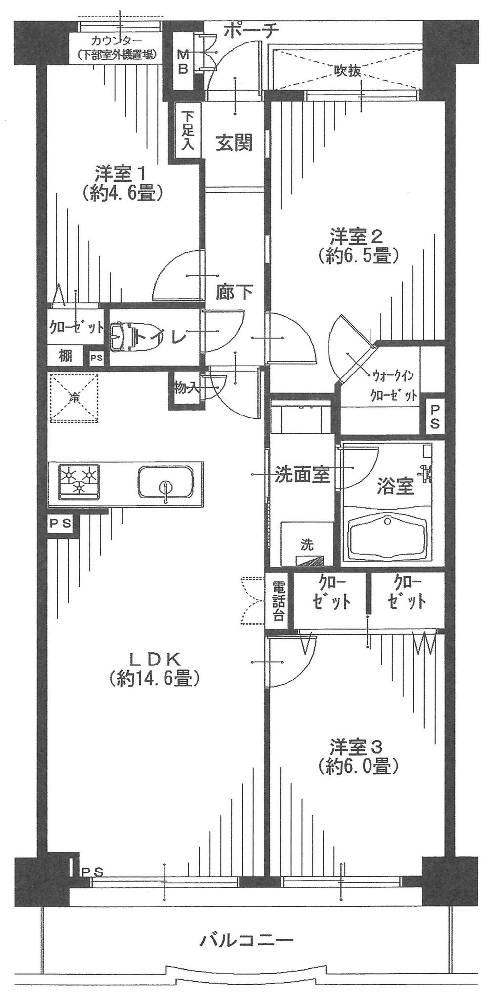 Floor plan. 3LDK, Price 36,900,000 yen, Footprint 70.1 sq m , 3LDK of balcony area 8.31 sq m LDK about 14.6 Pledge