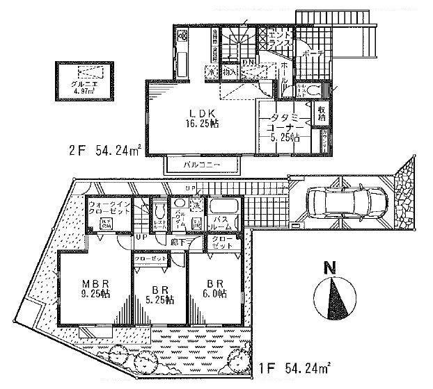 Floor plan. (Building 2), Price 61,800,000 yen, 4LDK, Land area 117.21 sq m , Building area 108.48 sq m