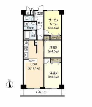 Floor plan. 2LDK+S, Price 25,900,000 yen, Occupied area 60.48 sq m , Balcony area 5.4 sq m