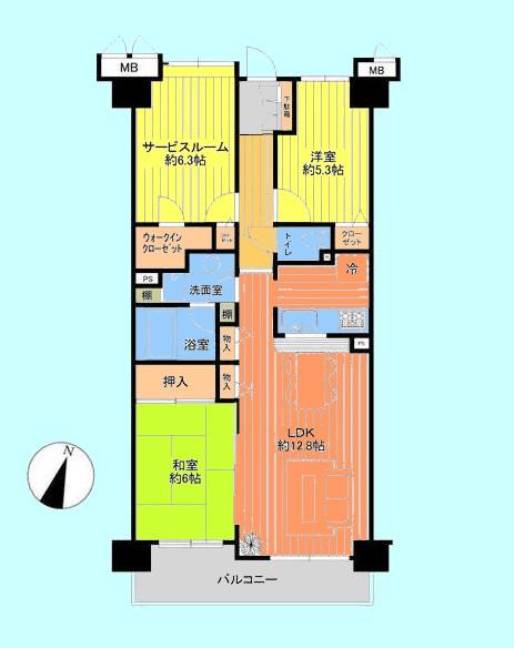 Floor plan. 2LDK + S (storeroom), Price 21.9 million yen, Footprint 75.2 sq m , Balcony area 8.44 sq m