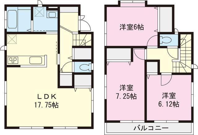 Floor plan. 51,800,000 yen, 3LDK, Land area 85.74 sq m , Building area 90.04 sq m