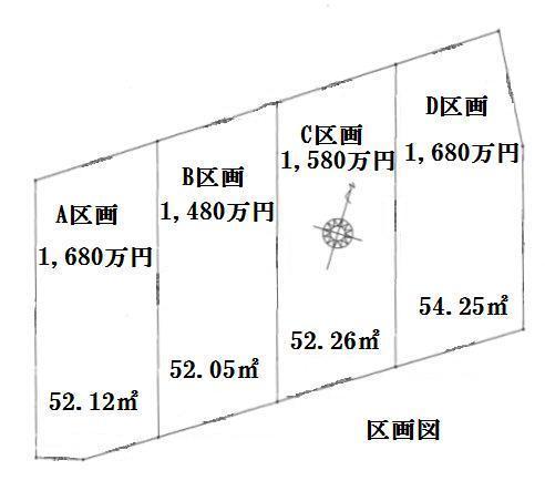 Compartment figure. Land price 14.8 million yen, Land area 52.05 sq m