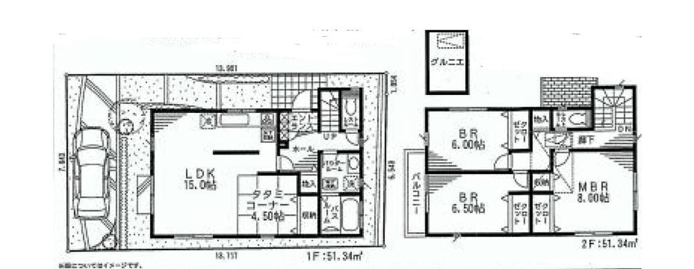 Floor plan. (Building 2), Price 46,800,000 yen, 4LDK, Land area 105.54 sq m , Building area 102.68 sq m