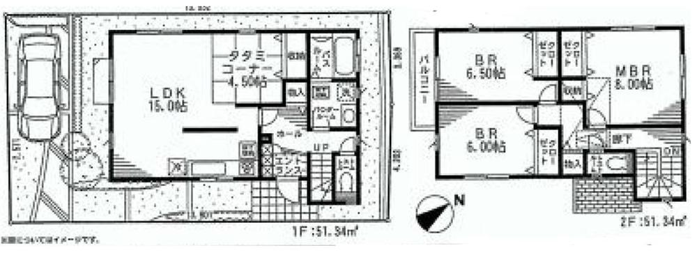 Floor plan. (3 Building), Price 46,800,000 yen, 4LDK, Land area 105.63 sq m , Building area 105.68 sq m