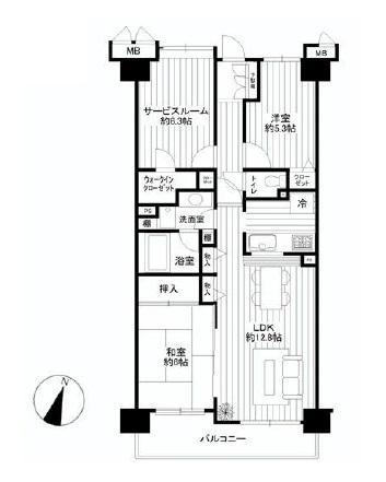 Floor plan. 2LDK, Price 21.9 million yen, Footprint 75.2 sq m , Balcony area 8.44 sq m