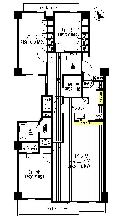 Floor plan. 3LDK + S (storeroom), Price 23.8 million yen, Footprint 121.89 sq m , Balcony area 14.25 sq m