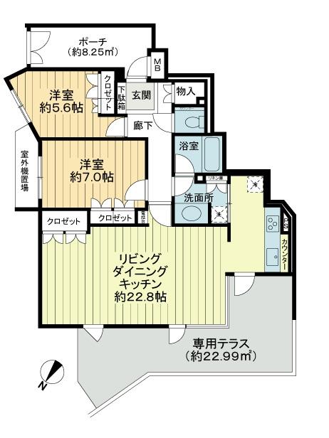Floor plan. 2LDK, Price 34,500,000 yen, Occupied area 79.73 sq m