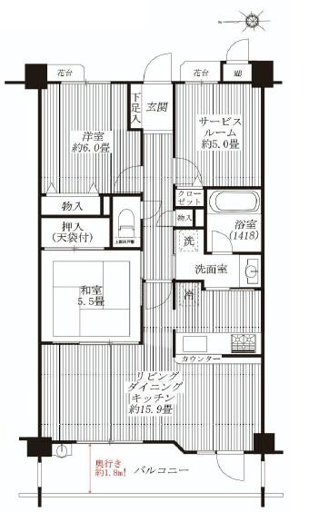 Floor plan. 2LDK+S, Price 33,800,000 yen, Occupied area 70.79 sq m , Balcony area 9.79 sq m wide living attractive