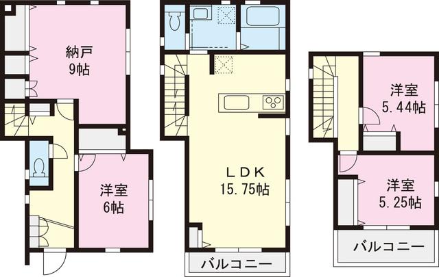Floor plan. 60,800,000 yen, 3LDK+S, Land area 104.81 sq m , Building area 104.74 sq m