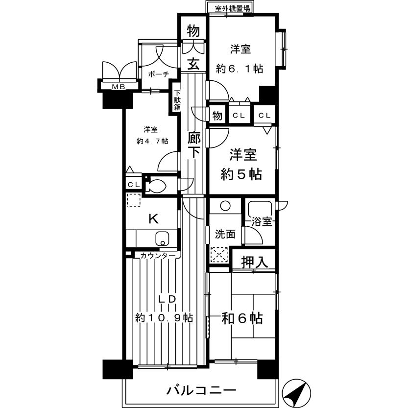 Floor plan. 4LDK, Price 25,800,000 yen, Occupied area 77.43 sq m , Balcony area 8.59 sq m